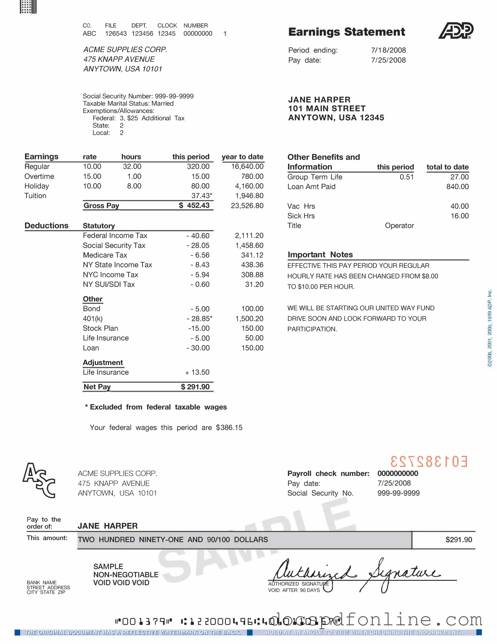 Fill Your Adp Pay Stub Form
