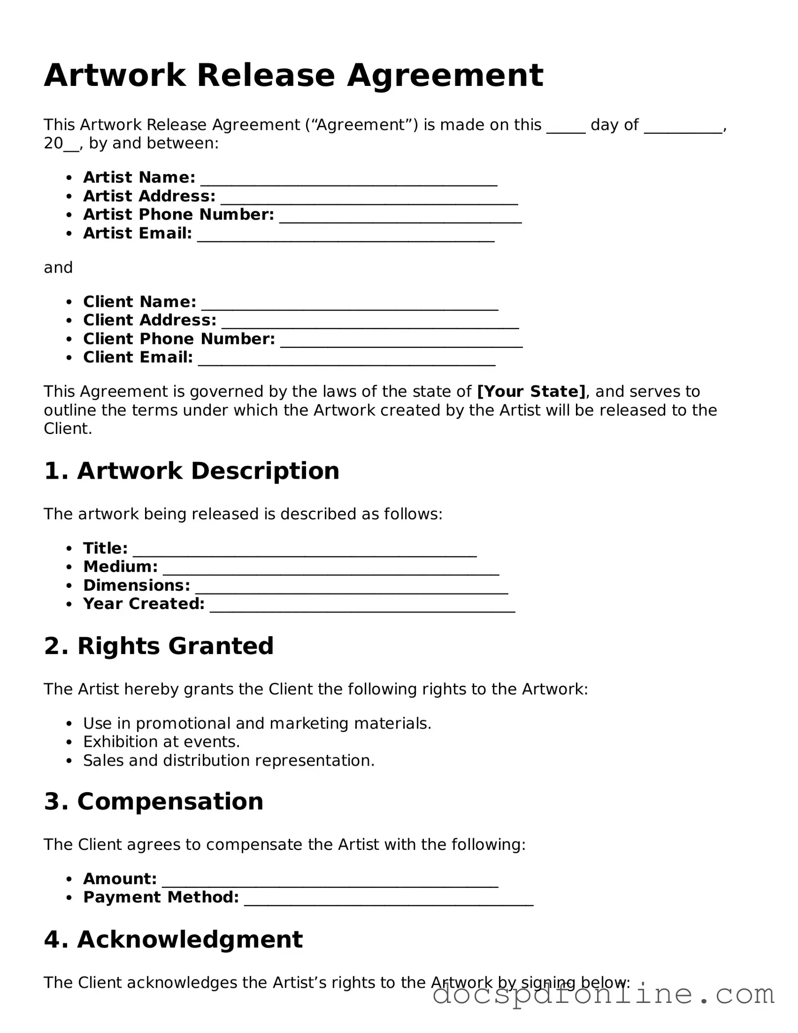 Attorney-Approved Artwork Release Document
