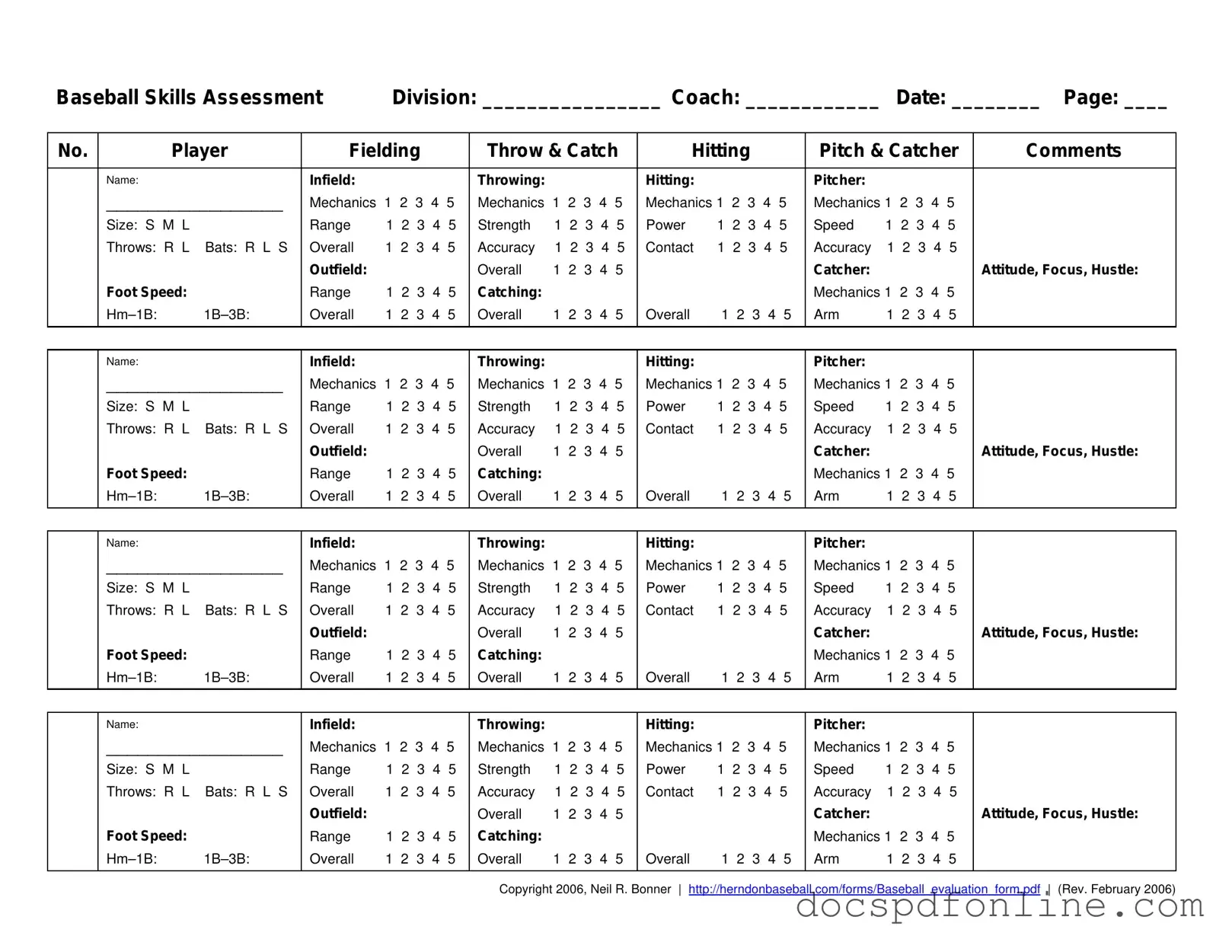 Fill Your Baseball Assessment Form