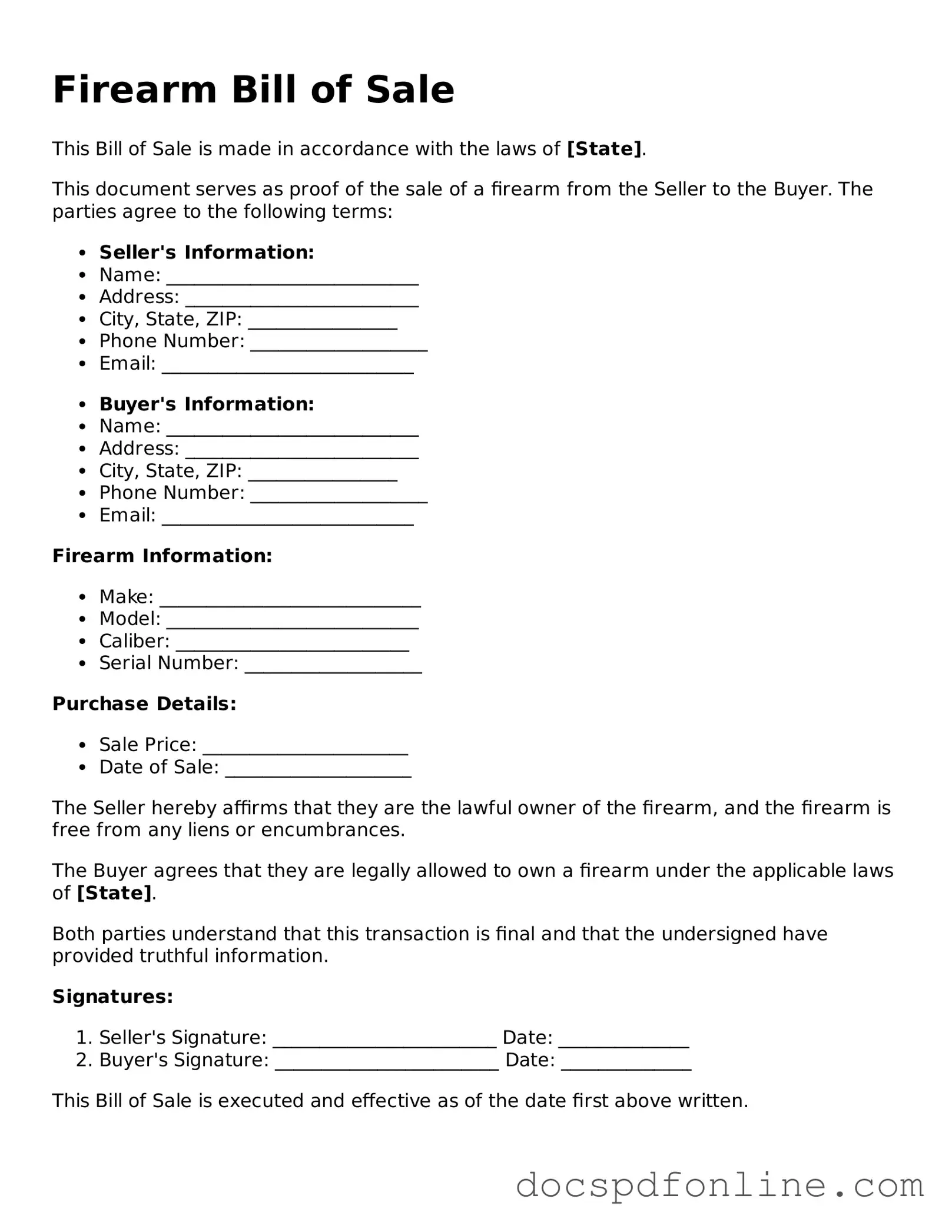 Attorney-Approved Firearm Bill of Sale Document