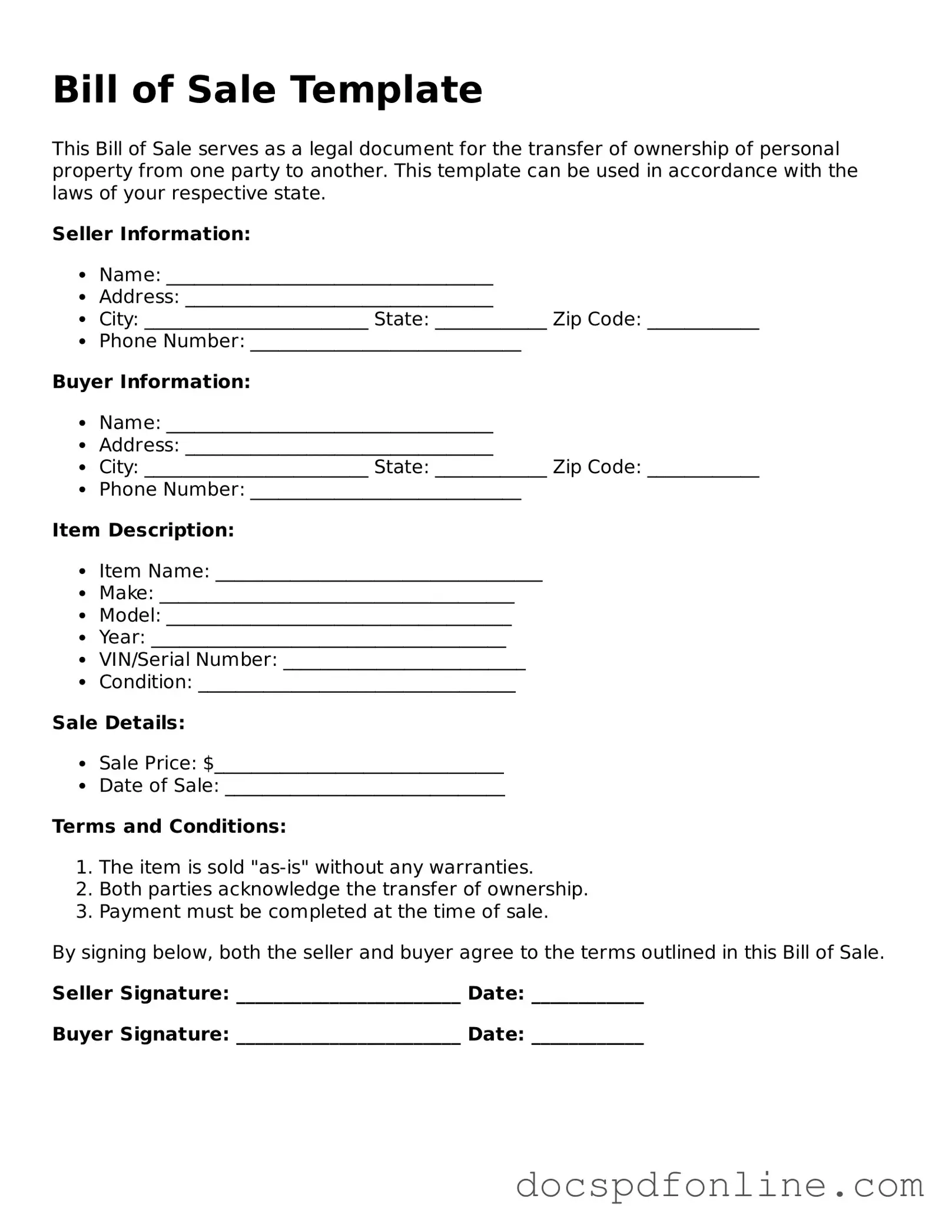 Attorney-Approved Bill of Sale Document