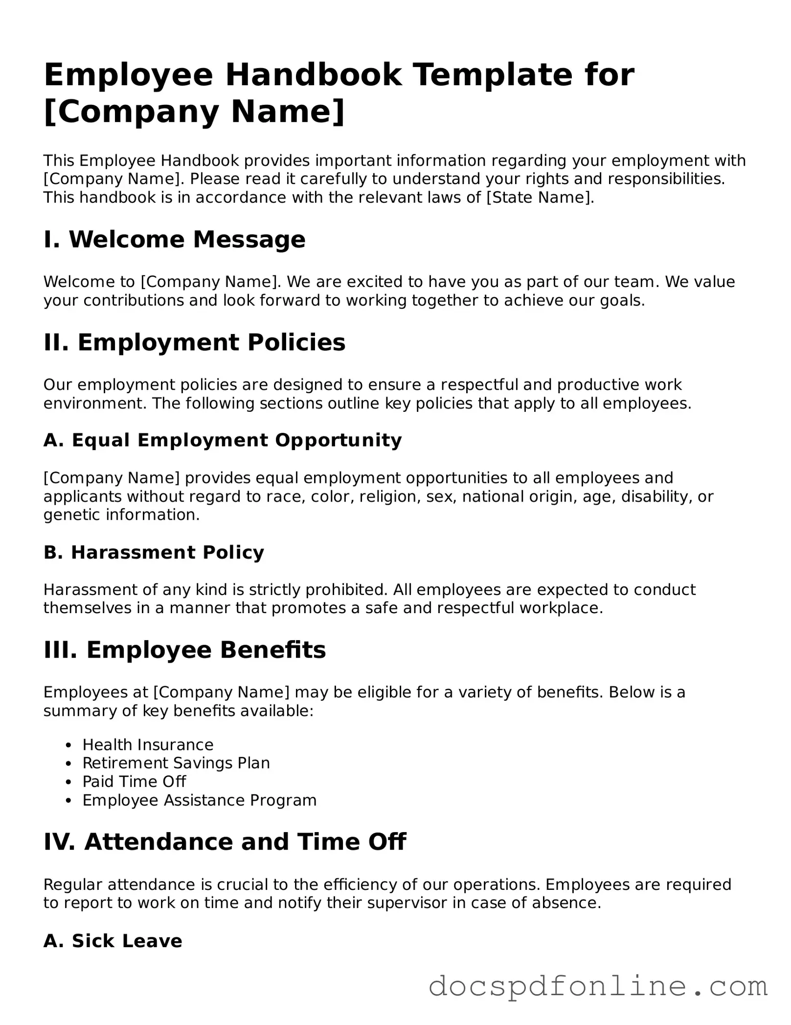 Attorney-Approved Employee Handbook Document
