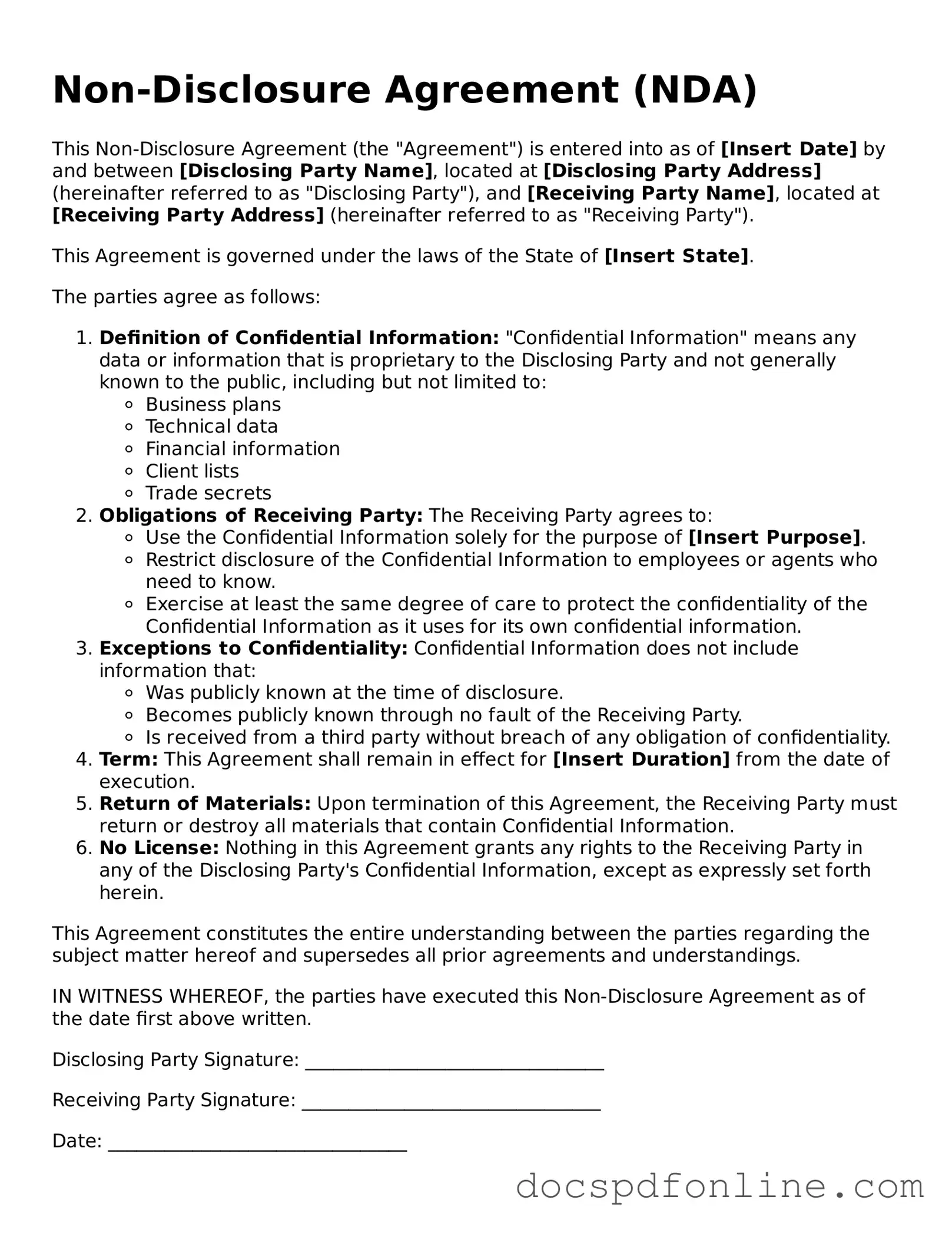 Attorney-Approved Non-disclosure Agreement Document