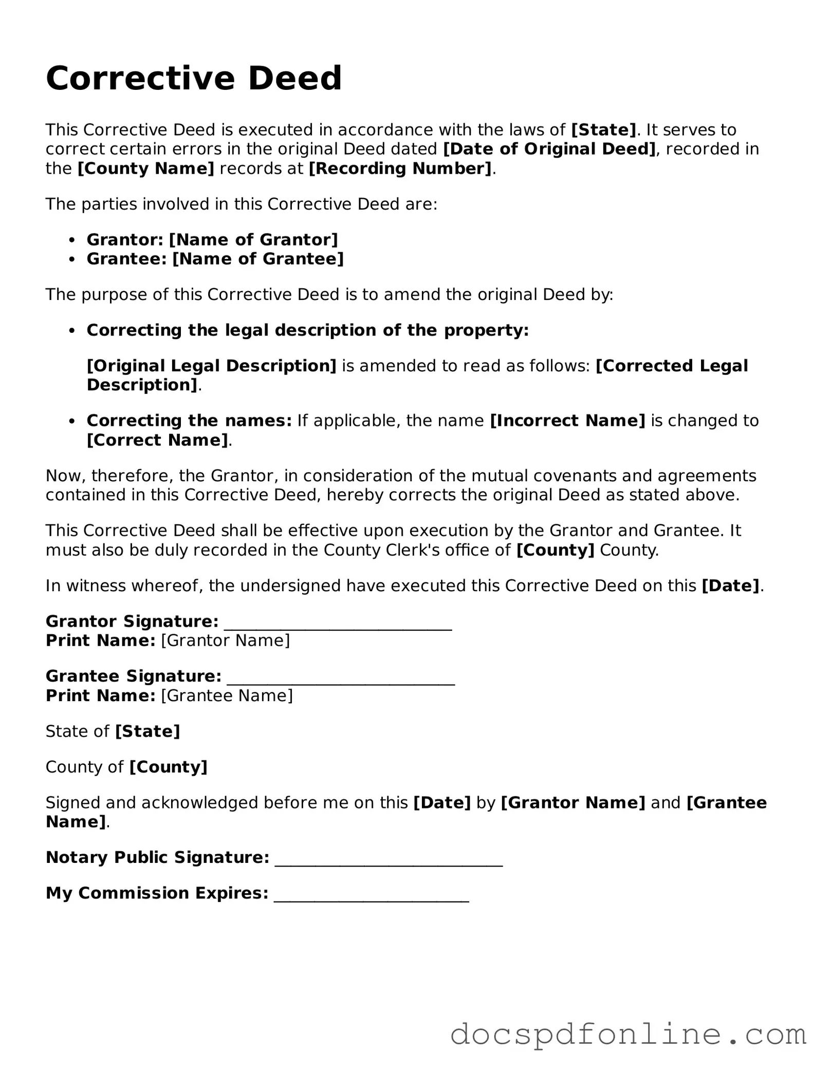 Attorney-Approved Corrective Deed Document
