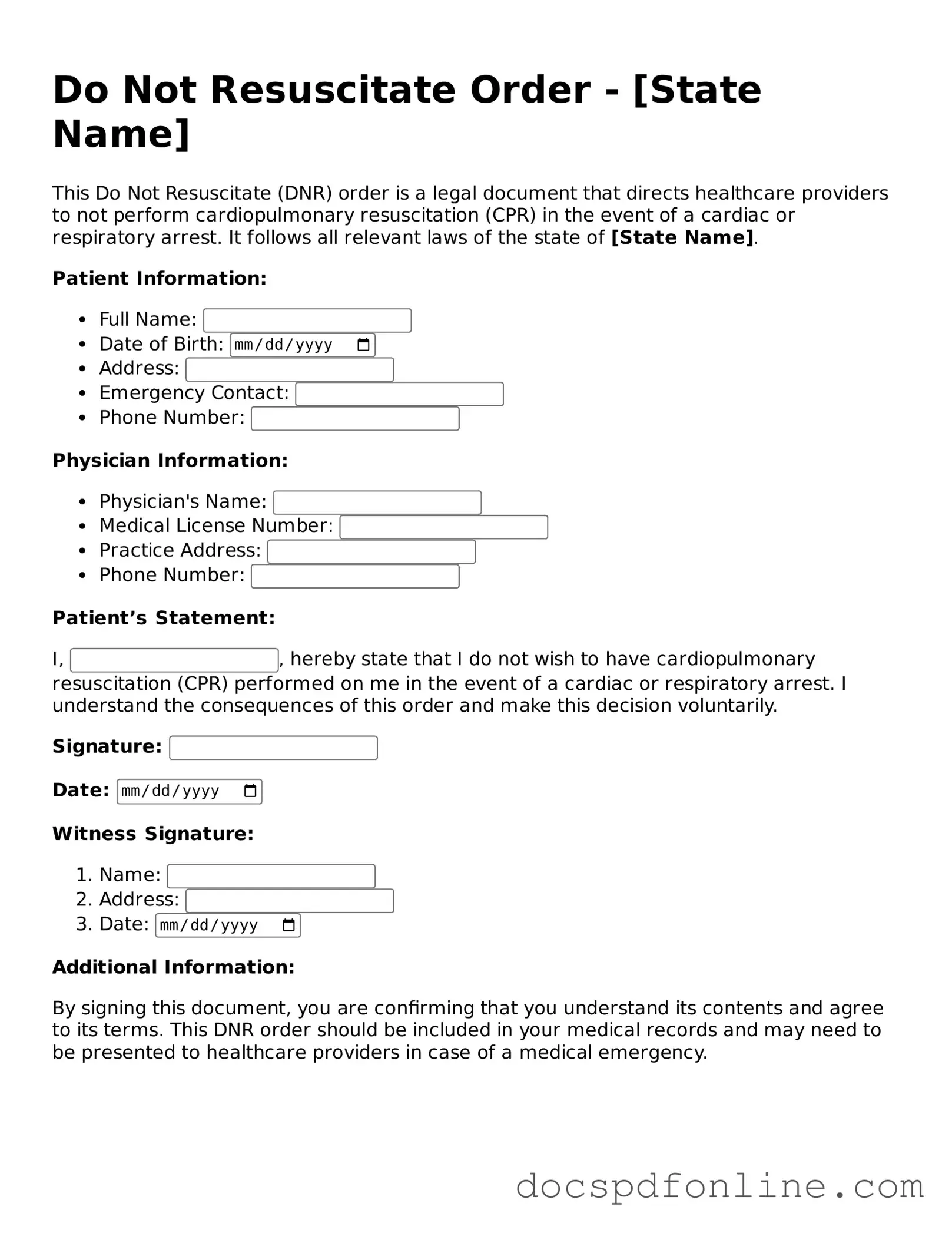 Attorney-Approved Do Not Resuscitate Order Document