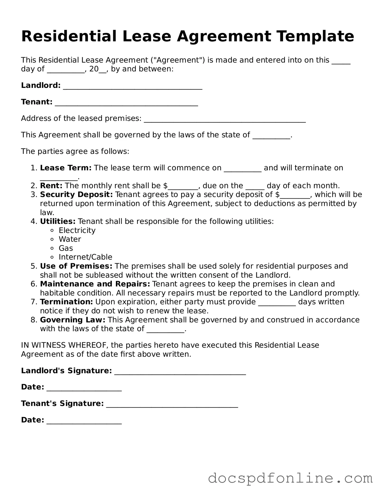 Attorney-Approved Residential Lease Agreement Document