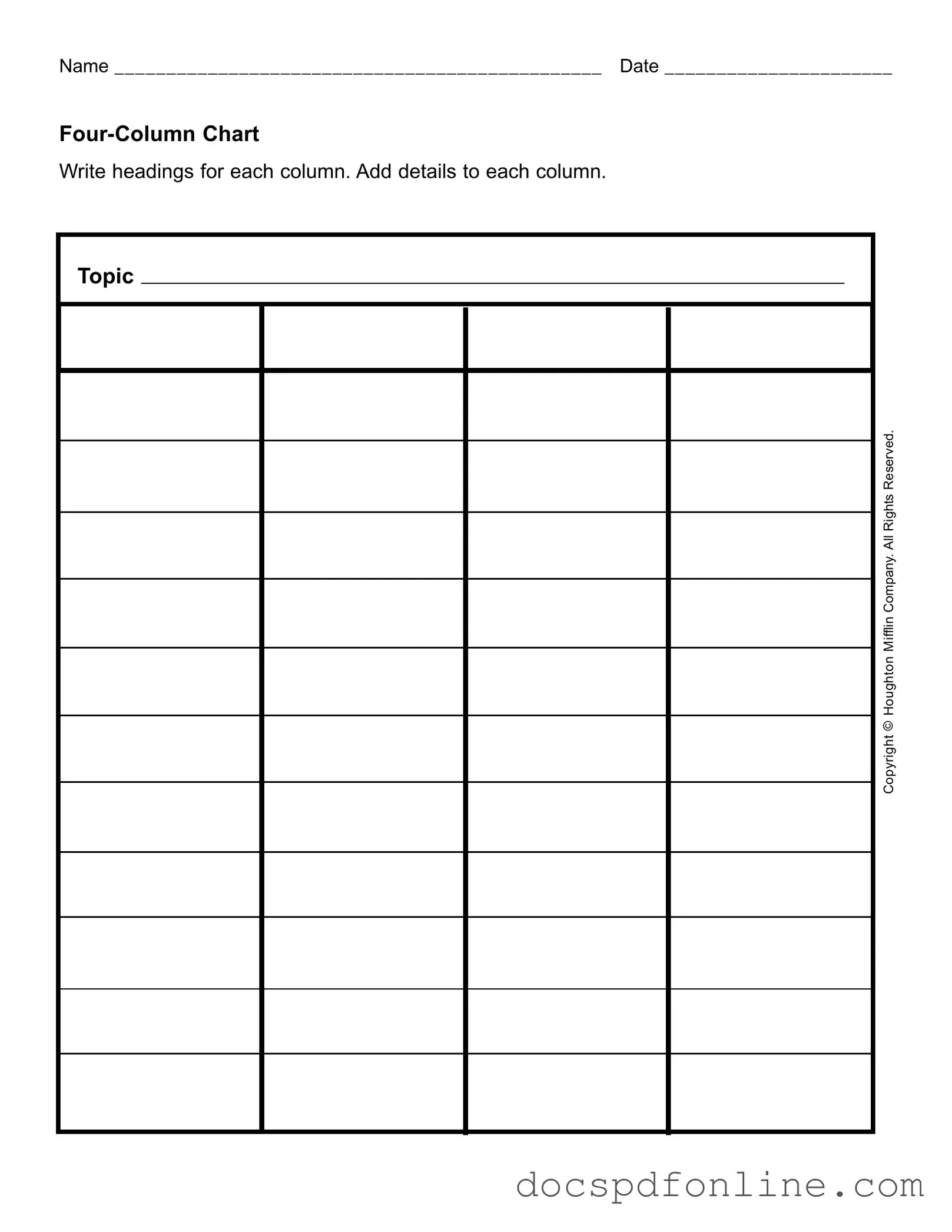 Fill Your Four Column Chart Form