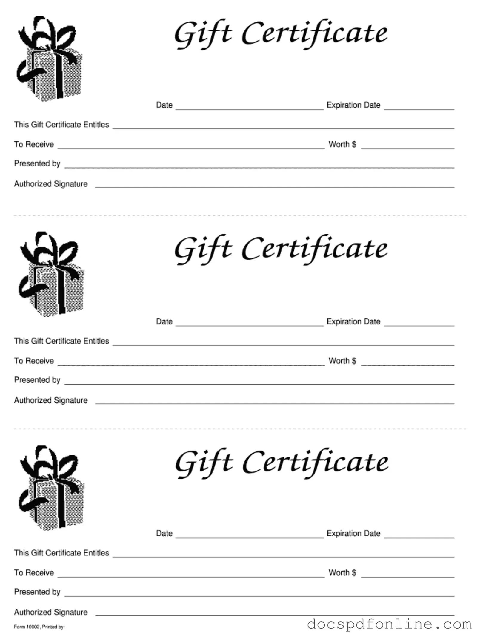 Fill Your Gift Certificate Form