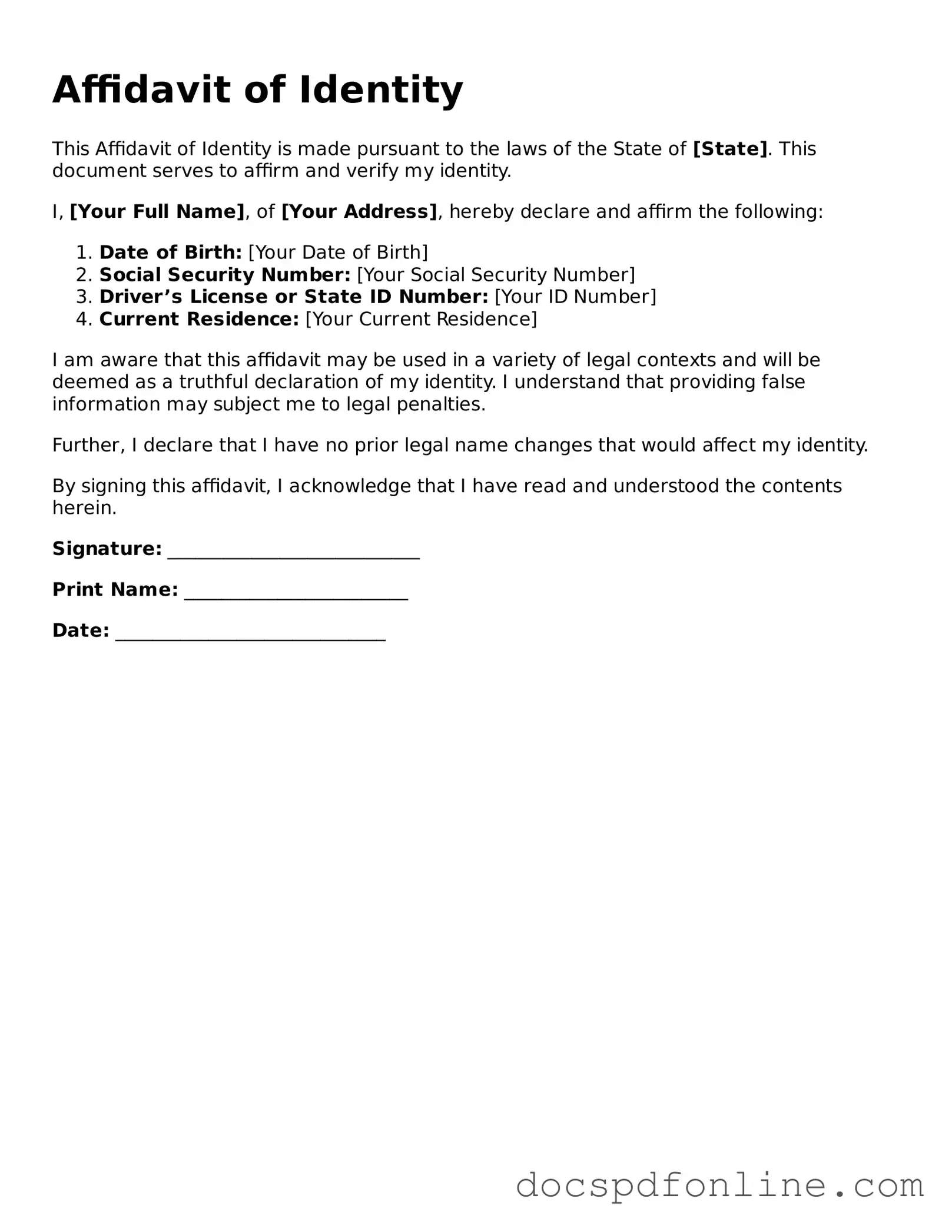 Attorney-Approved Affidavit of Identity Document