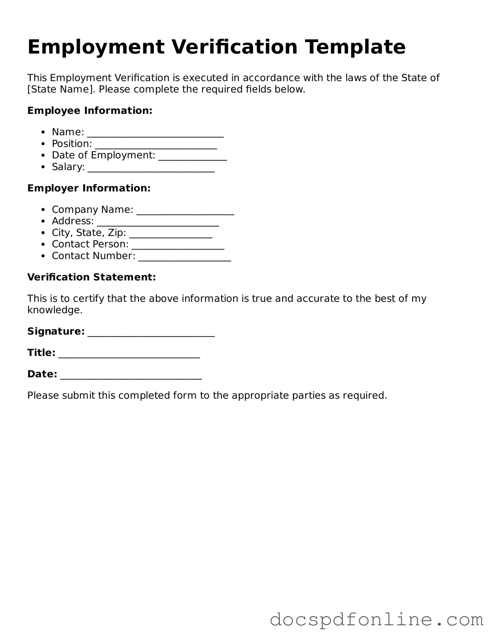 Attorney-Approved Employment Verification Document