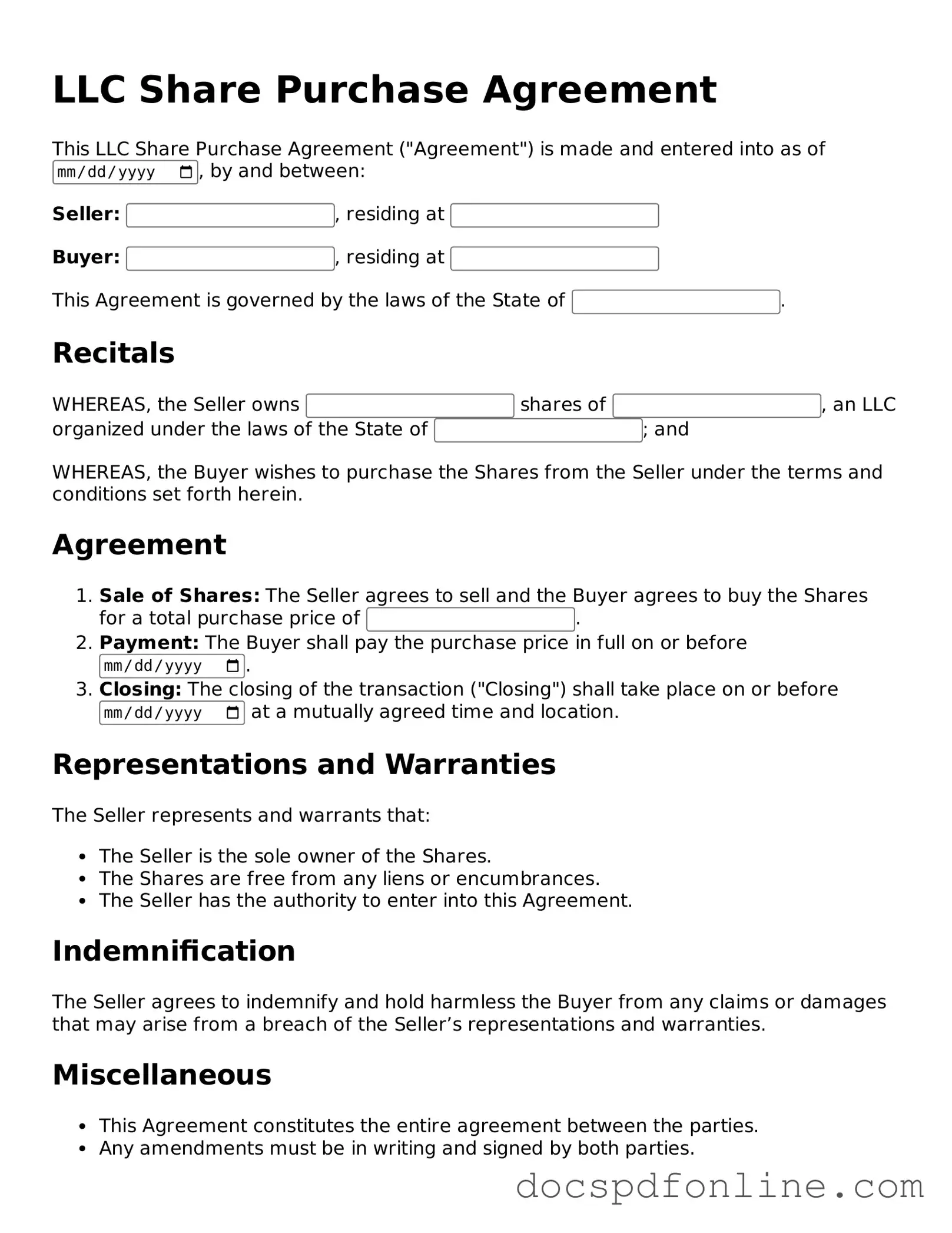 Attorney-Approved LLC Share Purchase Agreement Document