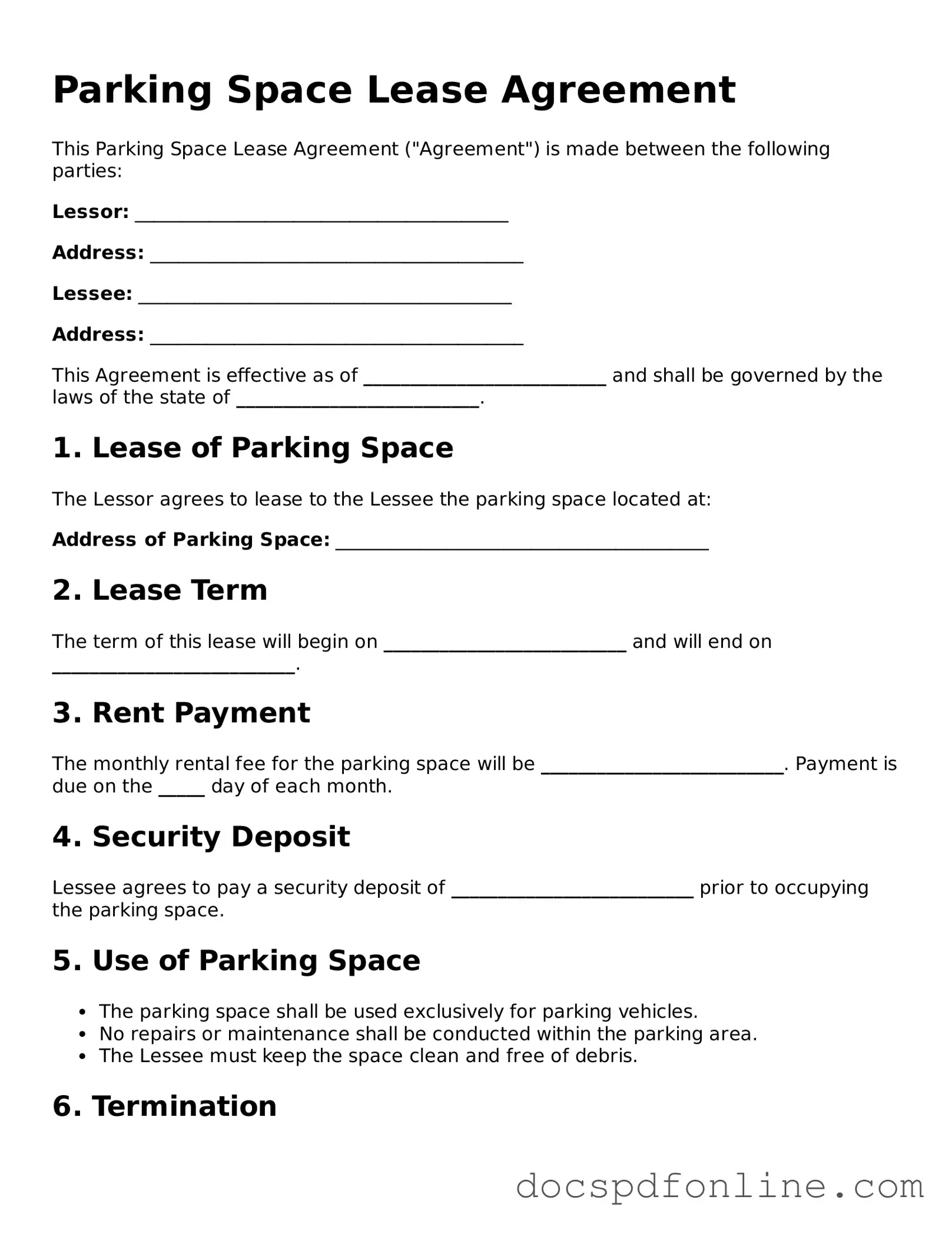 Attorney-Approved Parking Space Lease Agreement Document
