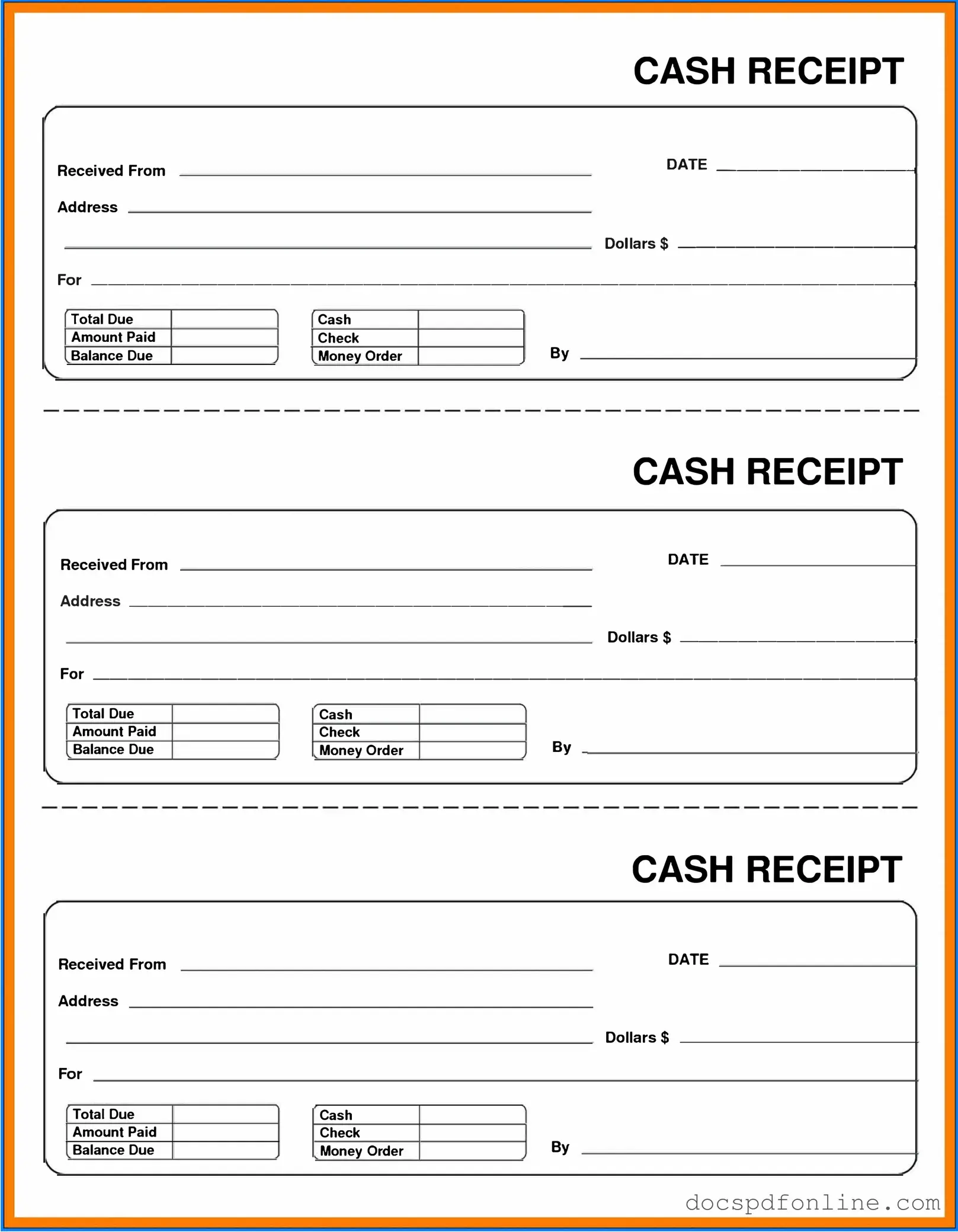 Fill Your Cash Receipt Form