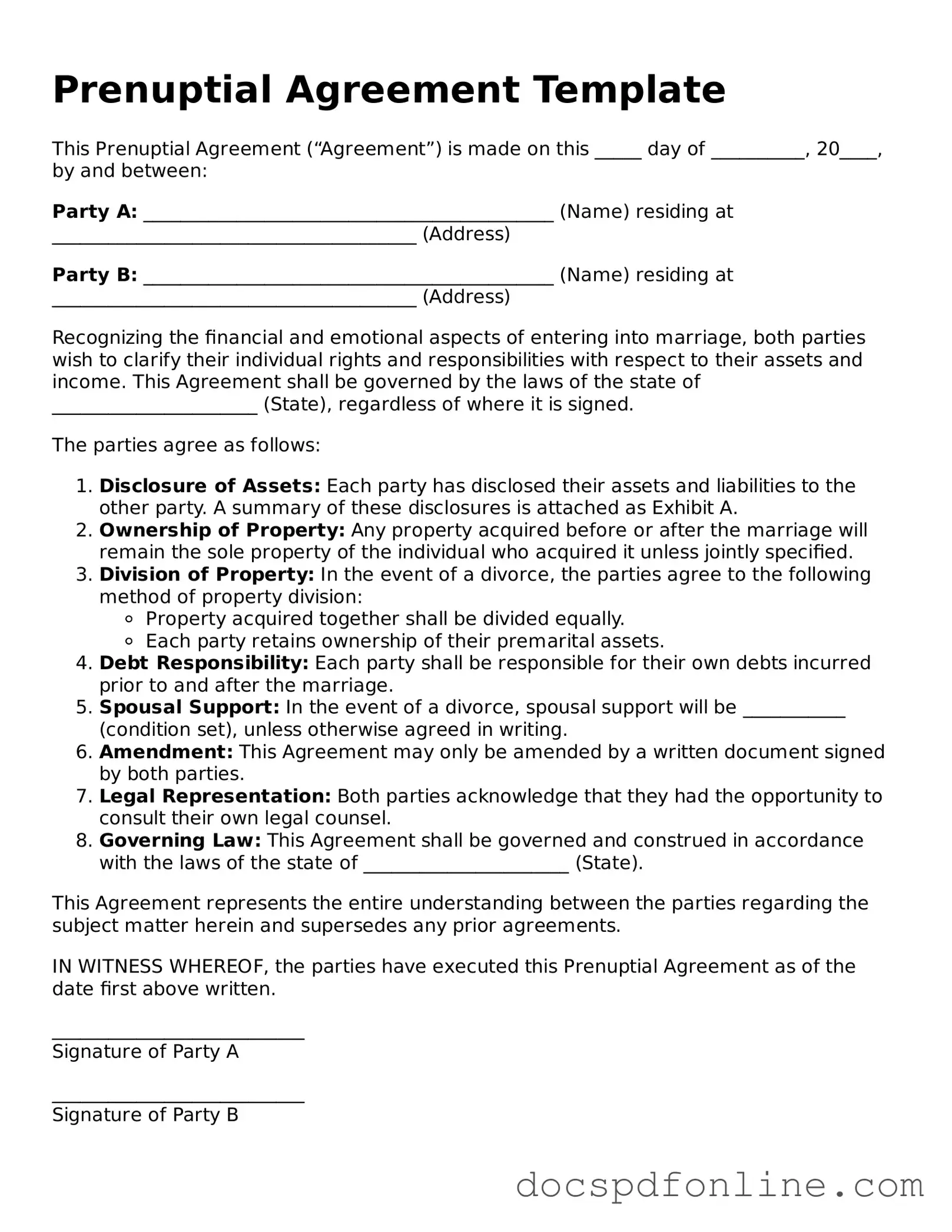 Attorney-Approved Prenuptial Agreement Document