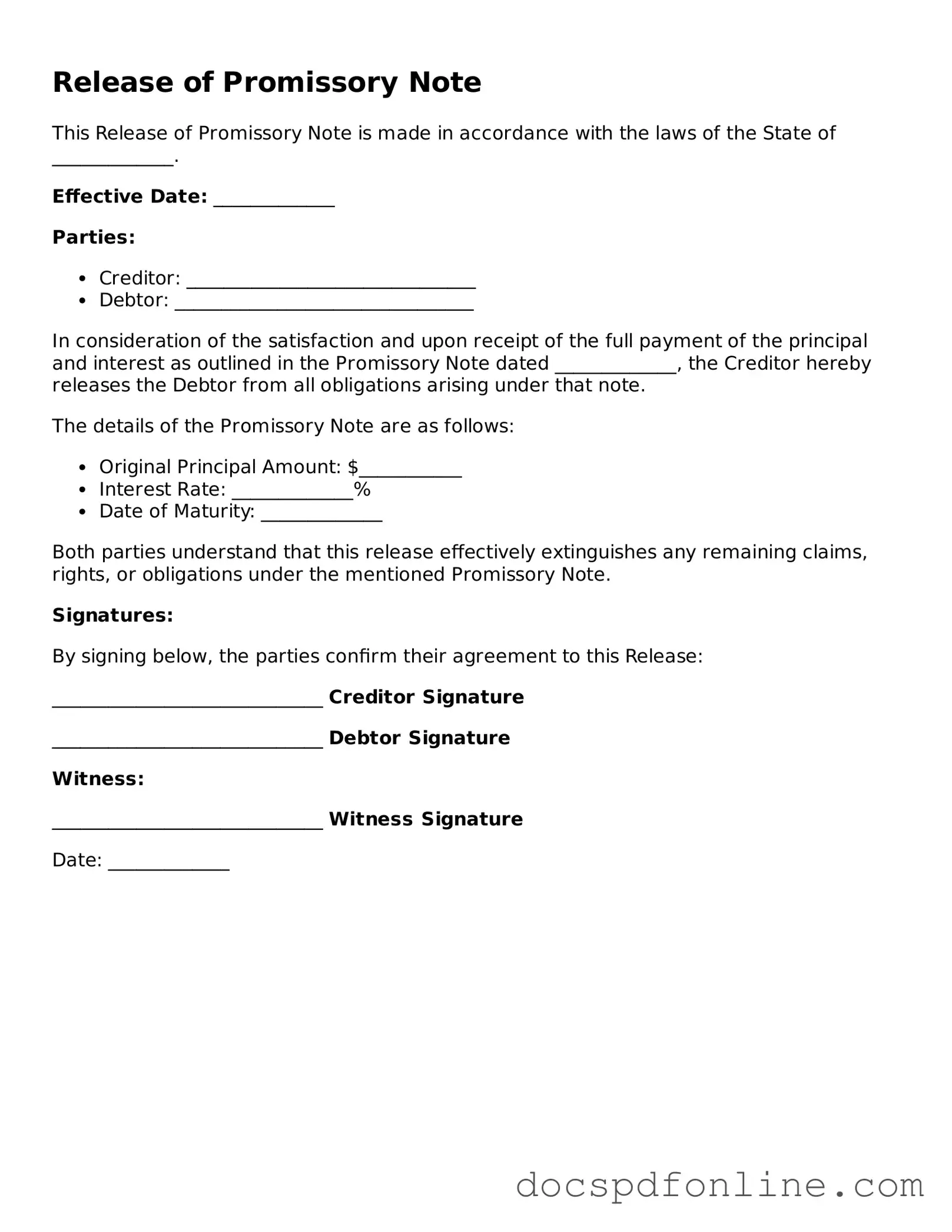Attorney-Approved Release of Promissory Note Document