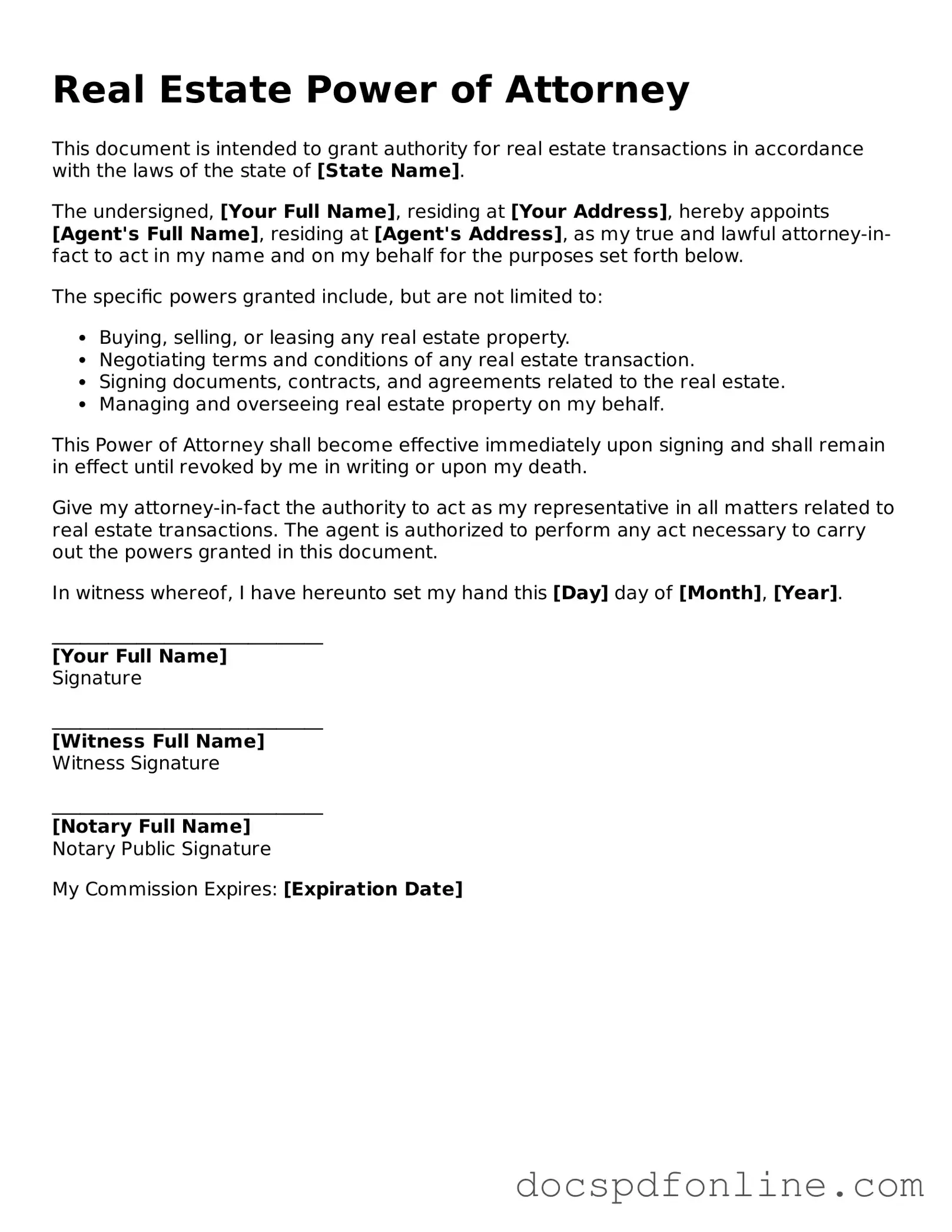 Attorney-Approved Real Estate Power of Attorney Document