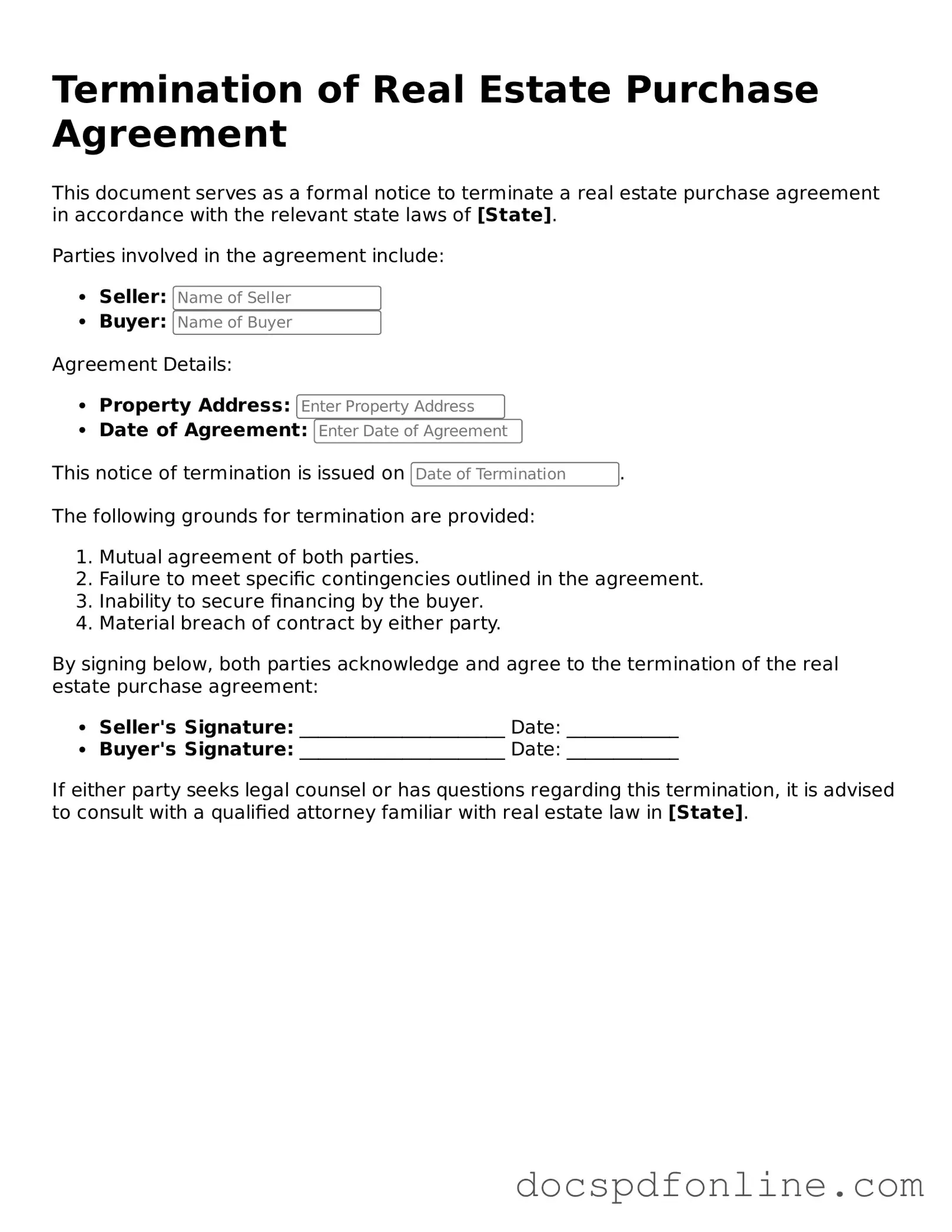 Attorney-Approved Termination of Real Estate Purchase Agreement Document