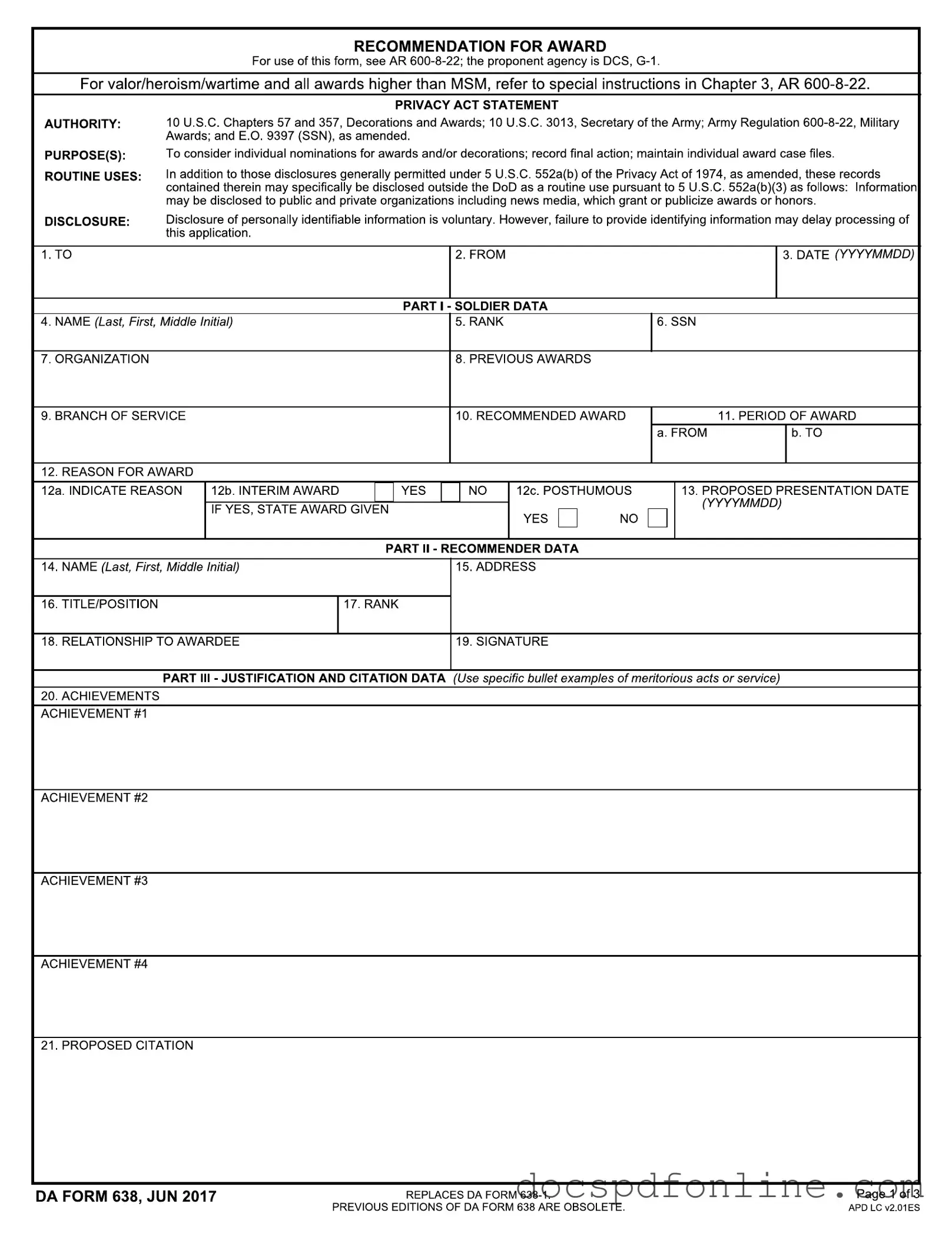 Fill Your Da 638 Form