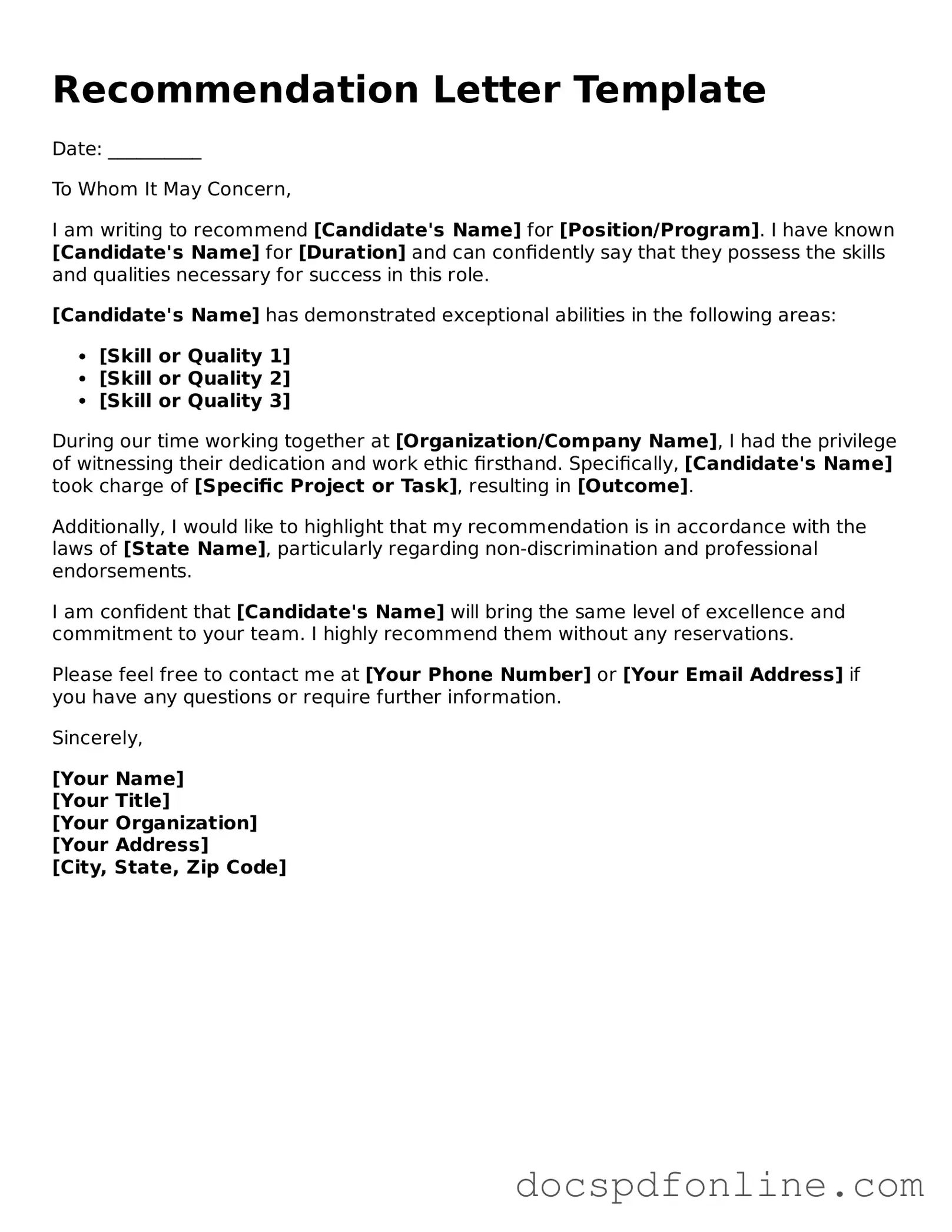 Attorney-Approved Recommendation Letter Document