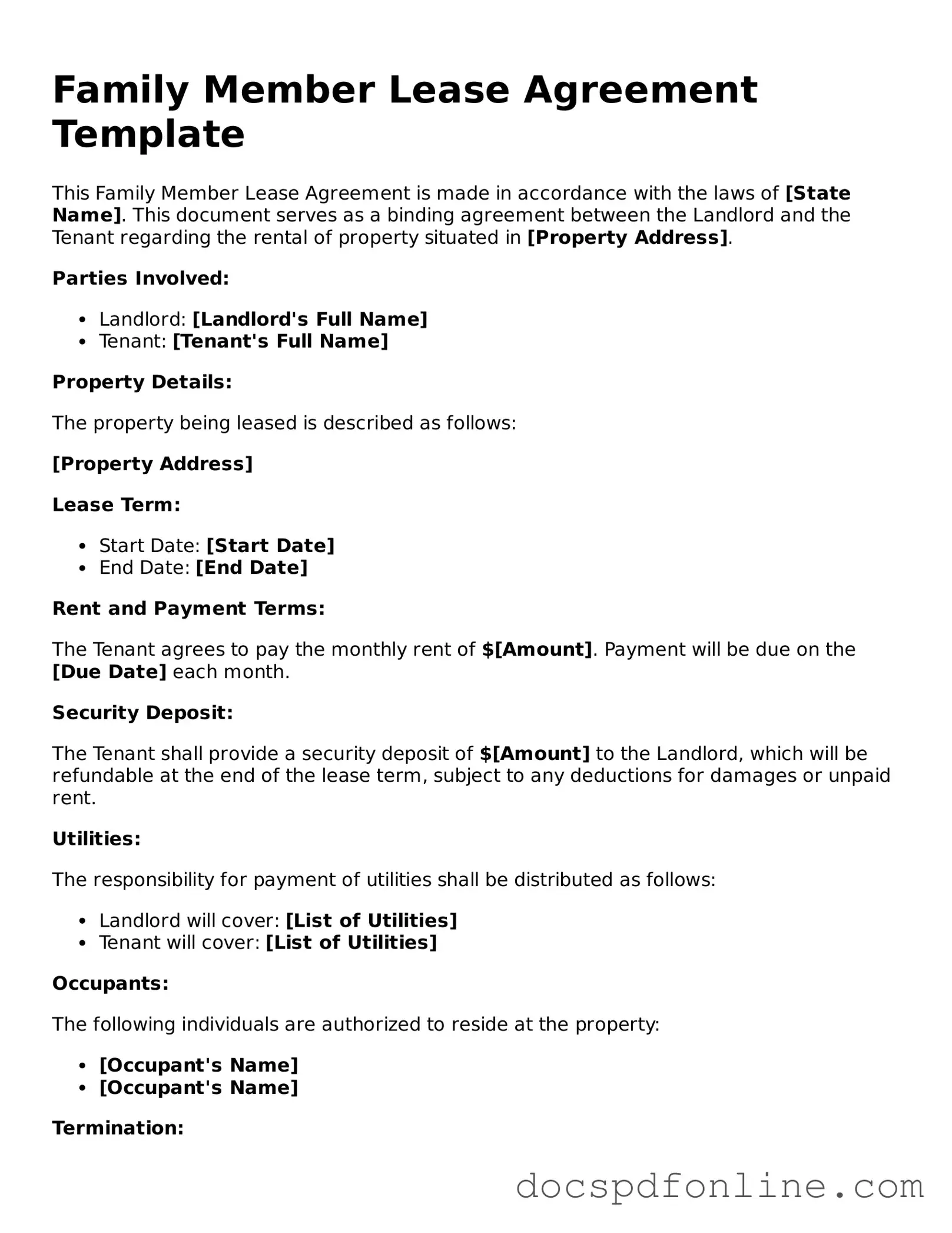 Attorney-Approved Family Member Lease Agreement Document