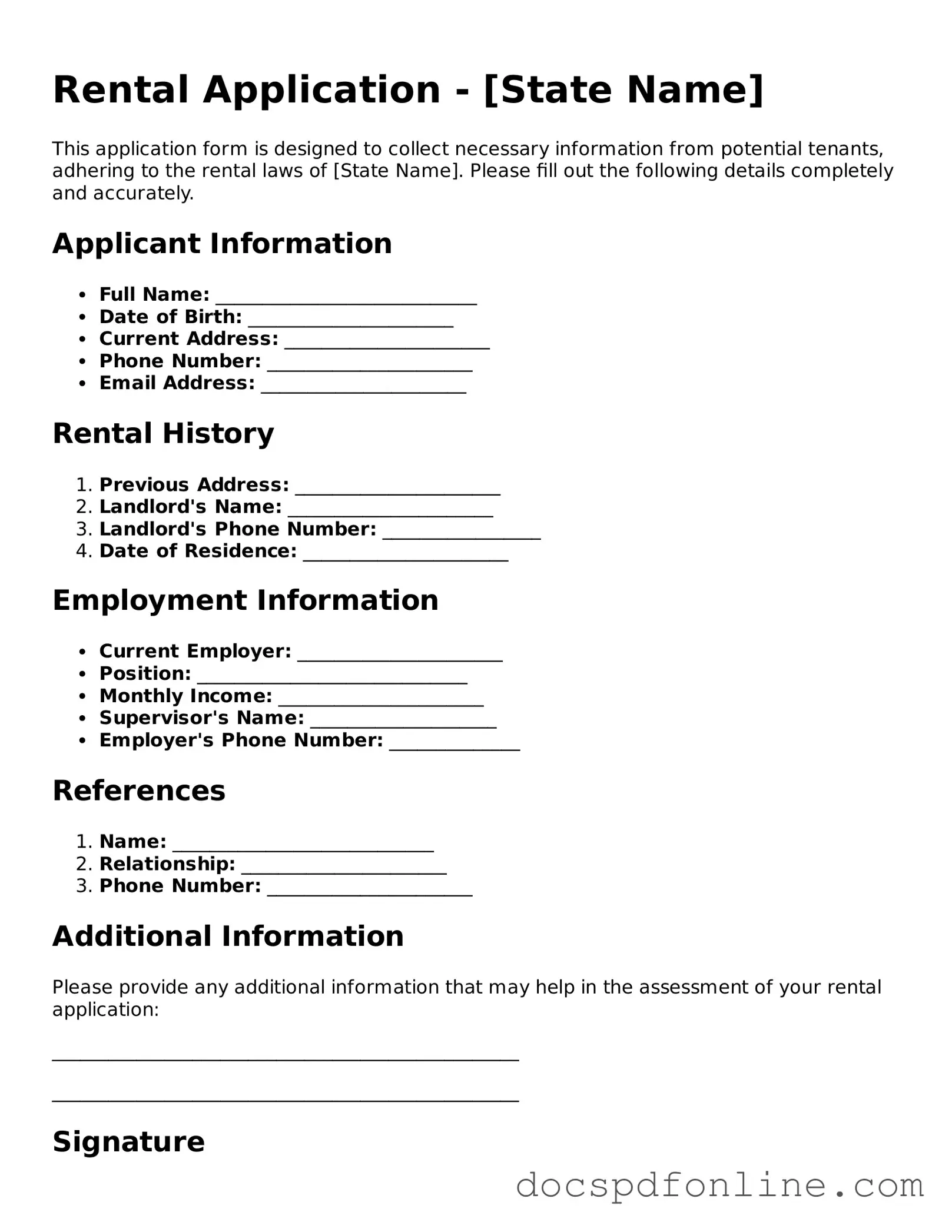 Attorney-Approved Rental Application Document