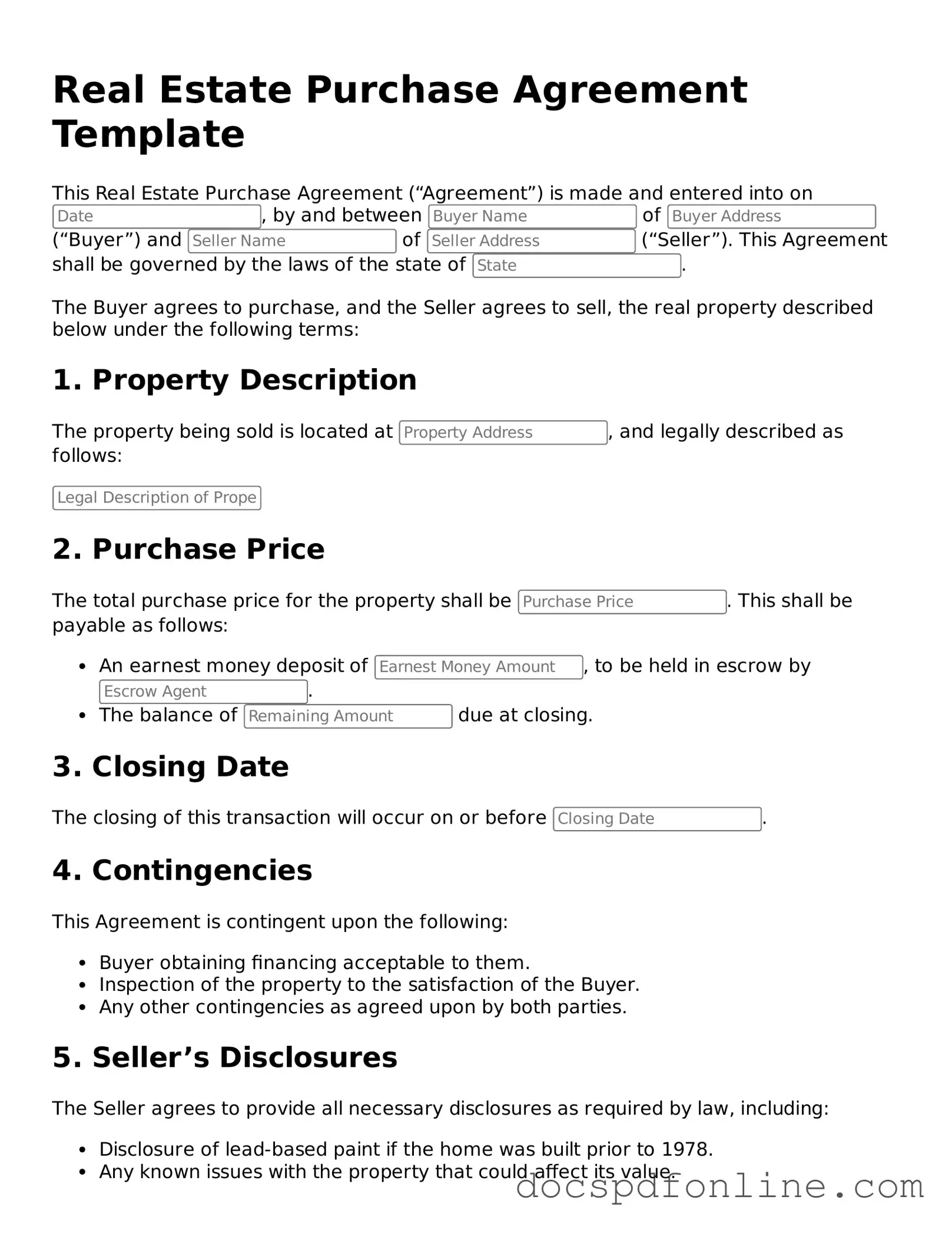 Attorney-Approved Real Estate Purchase Agreement Document