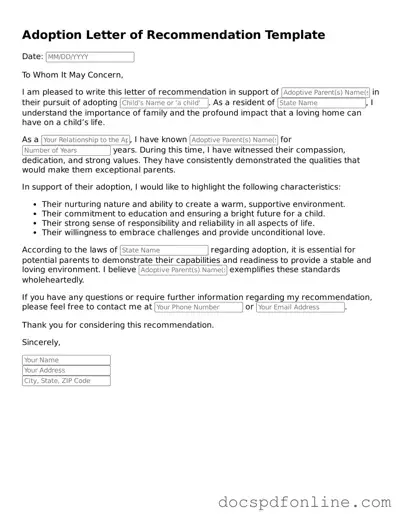 Attorney-Approved Adoption Letter of Recommendation Document