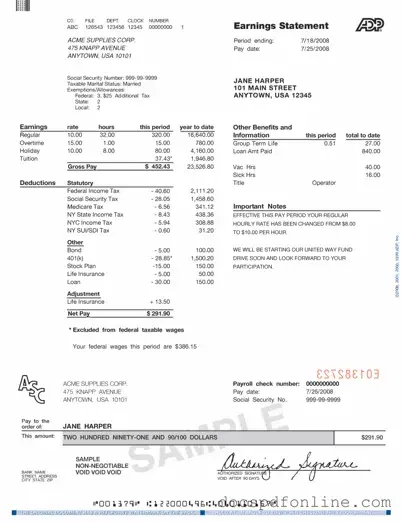 Fill Your Adp Pay Stub Form
