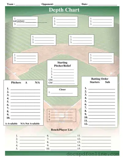 Fill Your Baseball Field Lineup Form