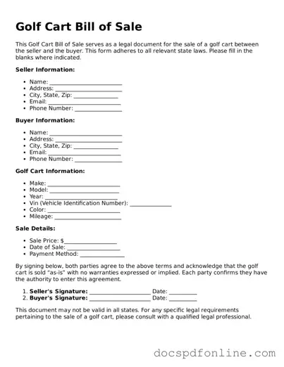 Attorney-Approved Golf Cart Bill of Sale Document
