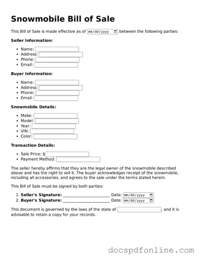 Attorney-Approved Snowmobile Bill of Sale Document