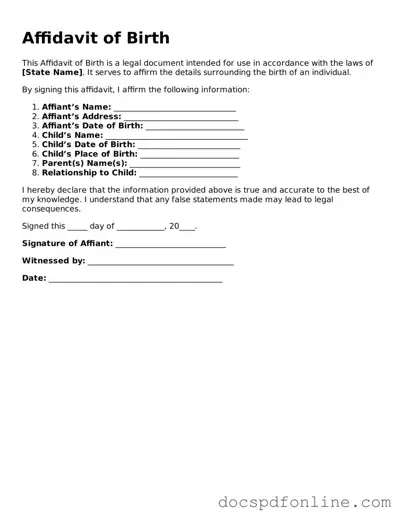 Attorney-Approved Affidavit of Birth Document