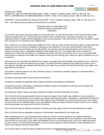 Fill Your California Advanced Health Care Directive Form