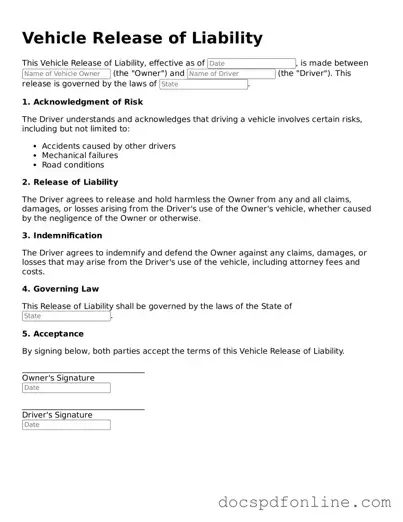Attorney-Approved Vehicle Release of Liability Document