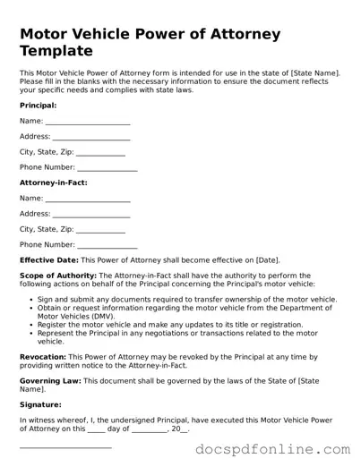 Attorney-Approved Motor Vehicle Power of Attorney Document