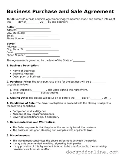 Attorney-Approved Business Purchase and Sale Agreement Document