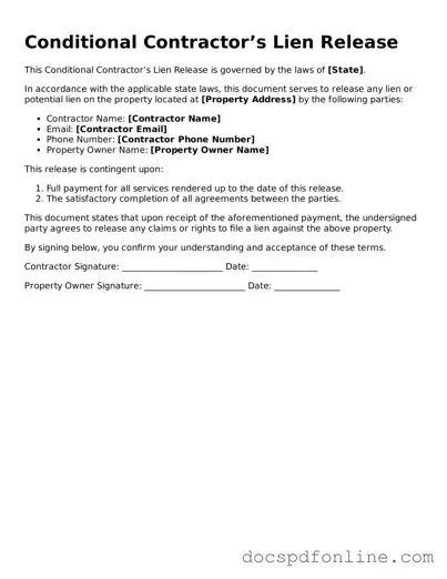 Attorney-Approved Conditional Contractor’s Lien Release Document