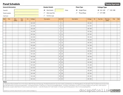 Fill Your Electrical Panel Schedule Form