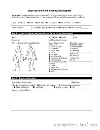 Fill Your Employee Accident Report Form