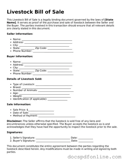 Attorney-Approved Livestock Bill of Sale Document