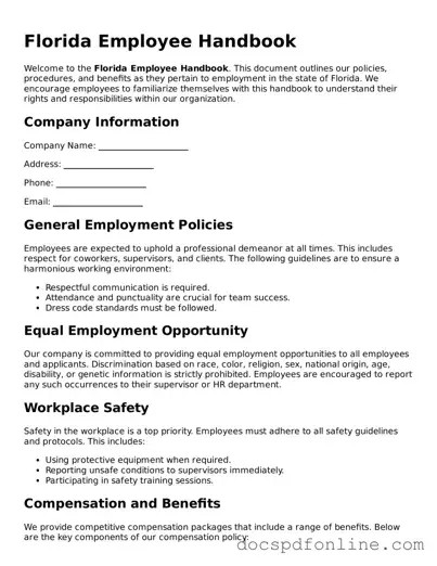 Legal  Employee Handbook Template for Florida