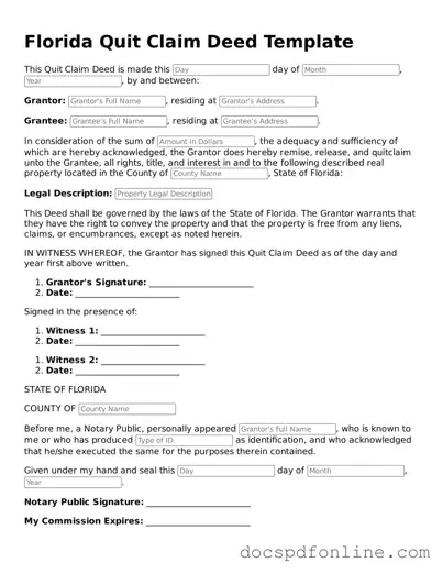 Legal  Deed Template for Florida