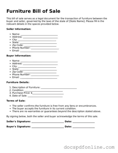Attorney-Approved Furniture Bill of Sale Document