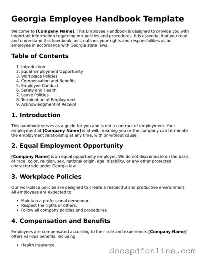 Legal  Employee Handbook Template for Georgia