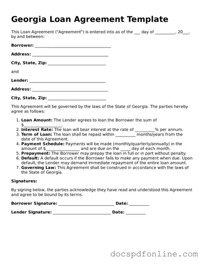 Legal  Loan Agreement Template for Georgia