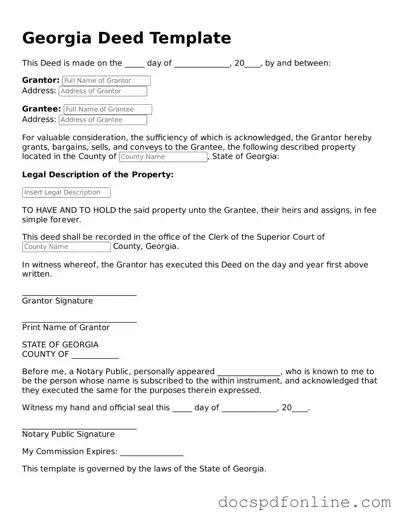 Legal  Deed Template for Georgia