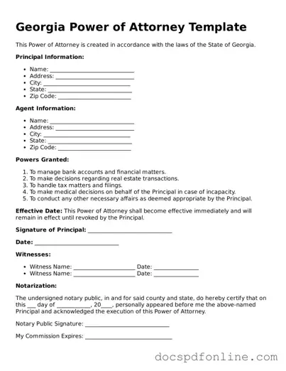 Legal  Power of Attorney Template for Georgia