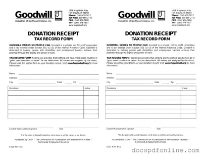 Fill Your Goodwill donation receipt Form