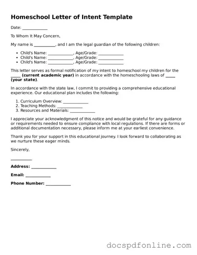 Attorney-Approved Homeschool Letter of Intent Document
