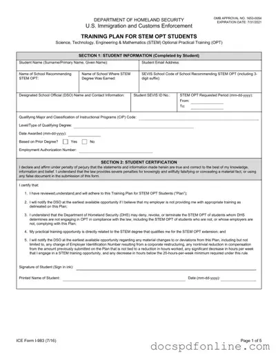 Fill Your ICE I-983 Form
